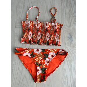 Cabana Del Sol Swim Bikini Set Orange Floral ( M )